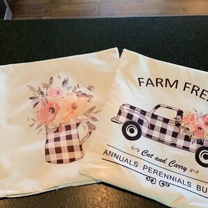 Pillow shams farmhouse decor matching set black and white gingham cut flowers